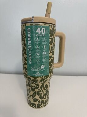 Lelani 40oz Hydration Tumbler - Beige with Olive Floral